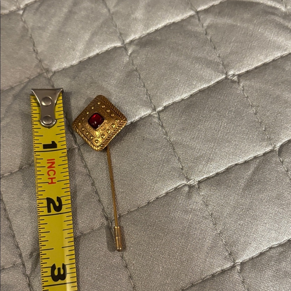 Vintage Gold Stick Pin with Red Gem